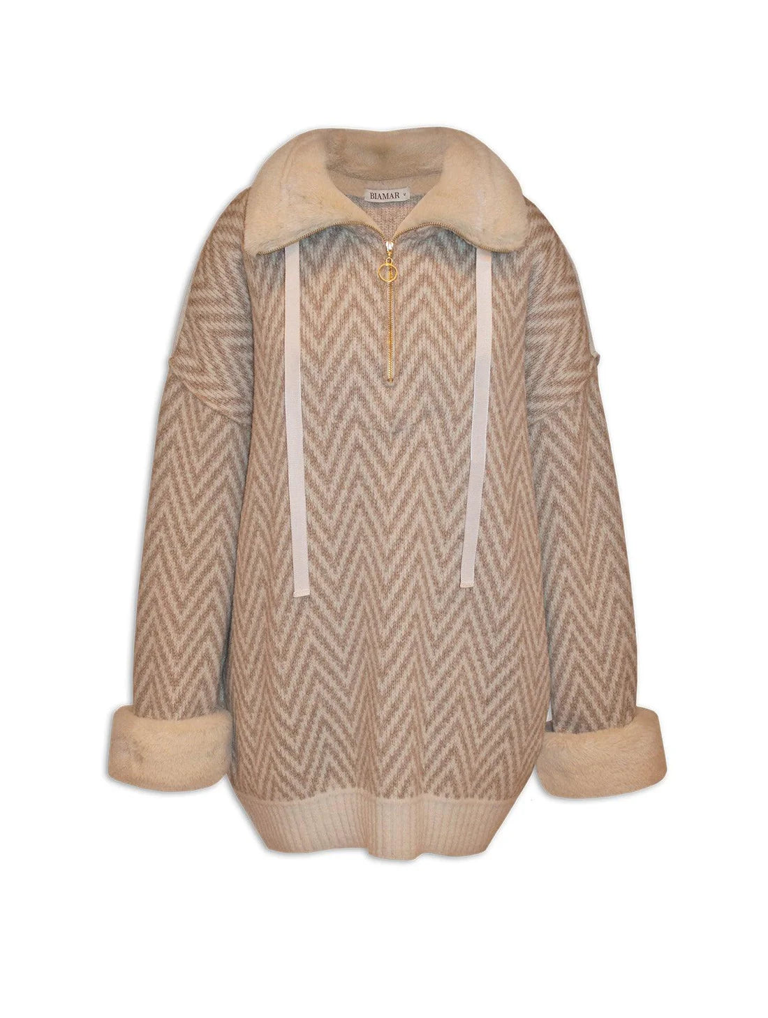 BLUSA BIAMAR COM PELE FAKE E GOLA ALTA 11410