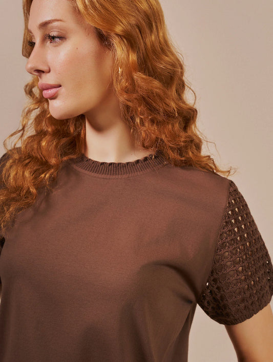 Blusa com detalhe em tricô Biamar 12307