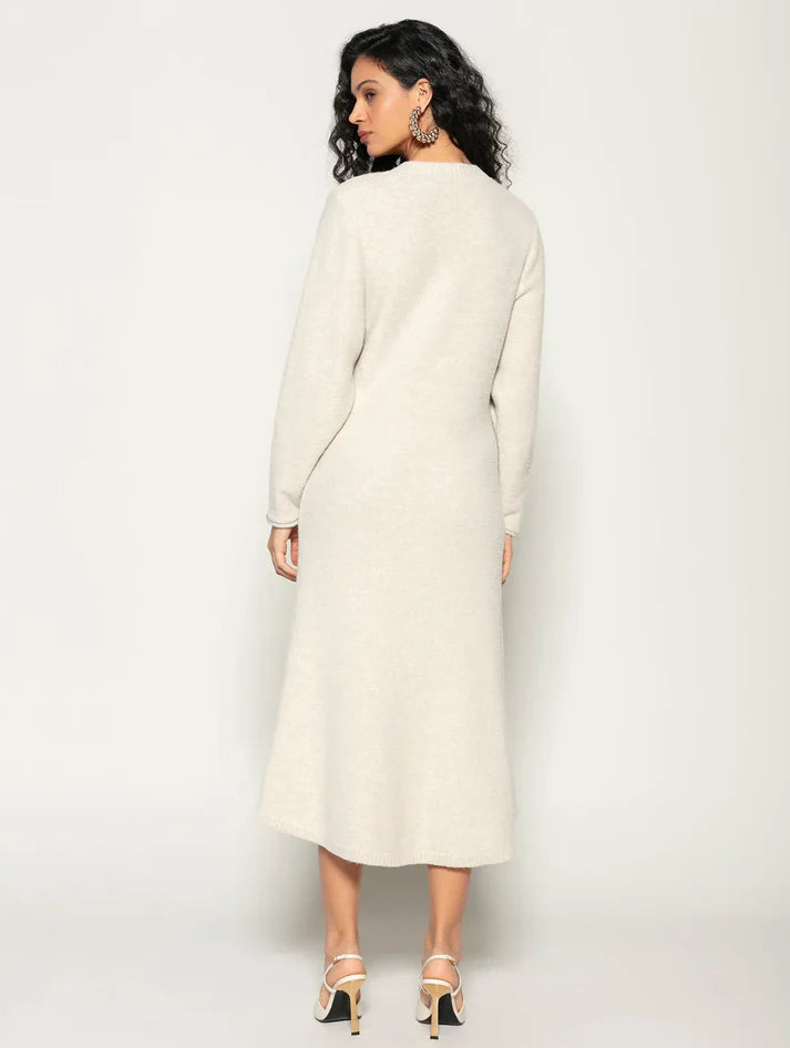 Vestido midi com decote redondo e mangas de cava posta Biamar 12197
