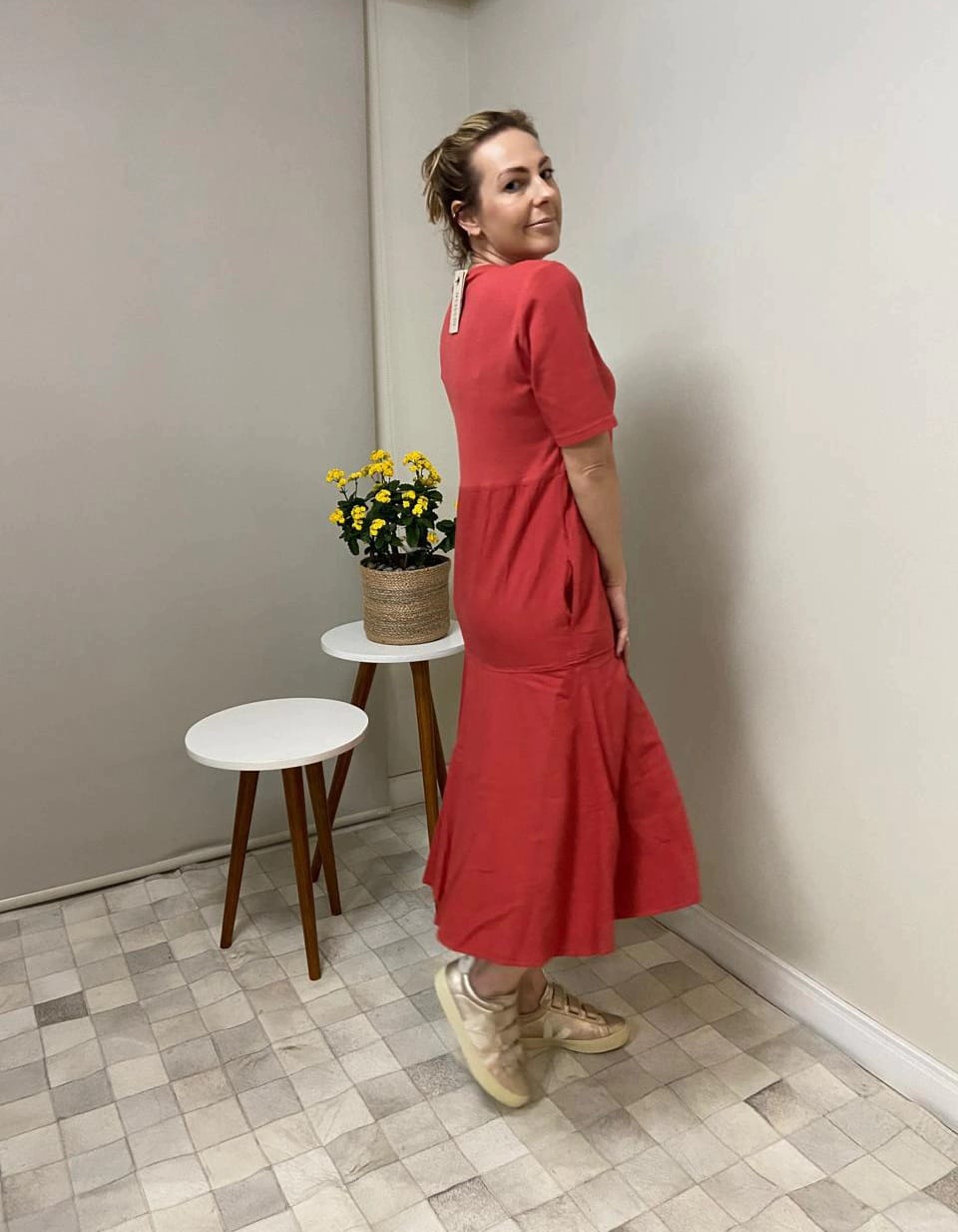 VESTIDO MANGA CURTA BIAMAR (VISCOSE E ALGODÃO)