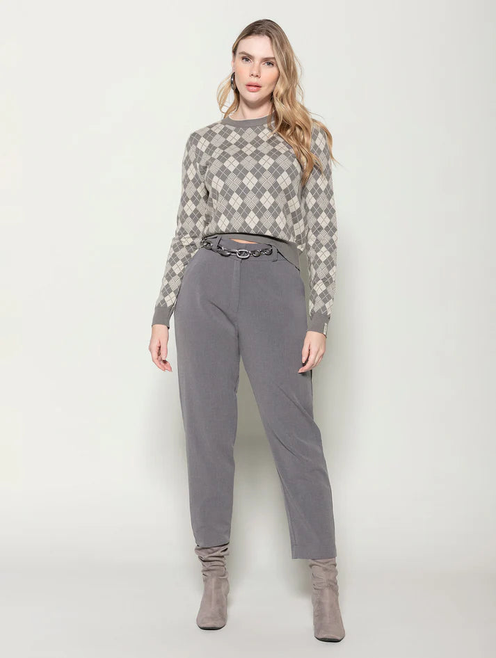 Casaco com fechamento em zíper e gola em pele fake Biamar 12430