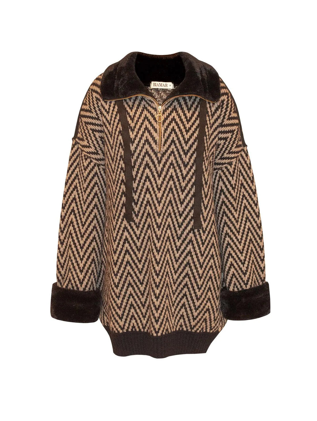 BLUSA BIAMAR COM PELE FAKE E GOLA ALTA 11410