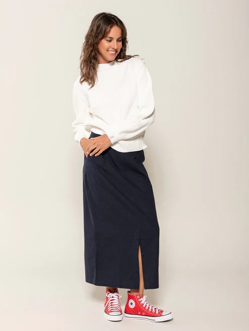 Saia midi com fenda e bolso Biamar