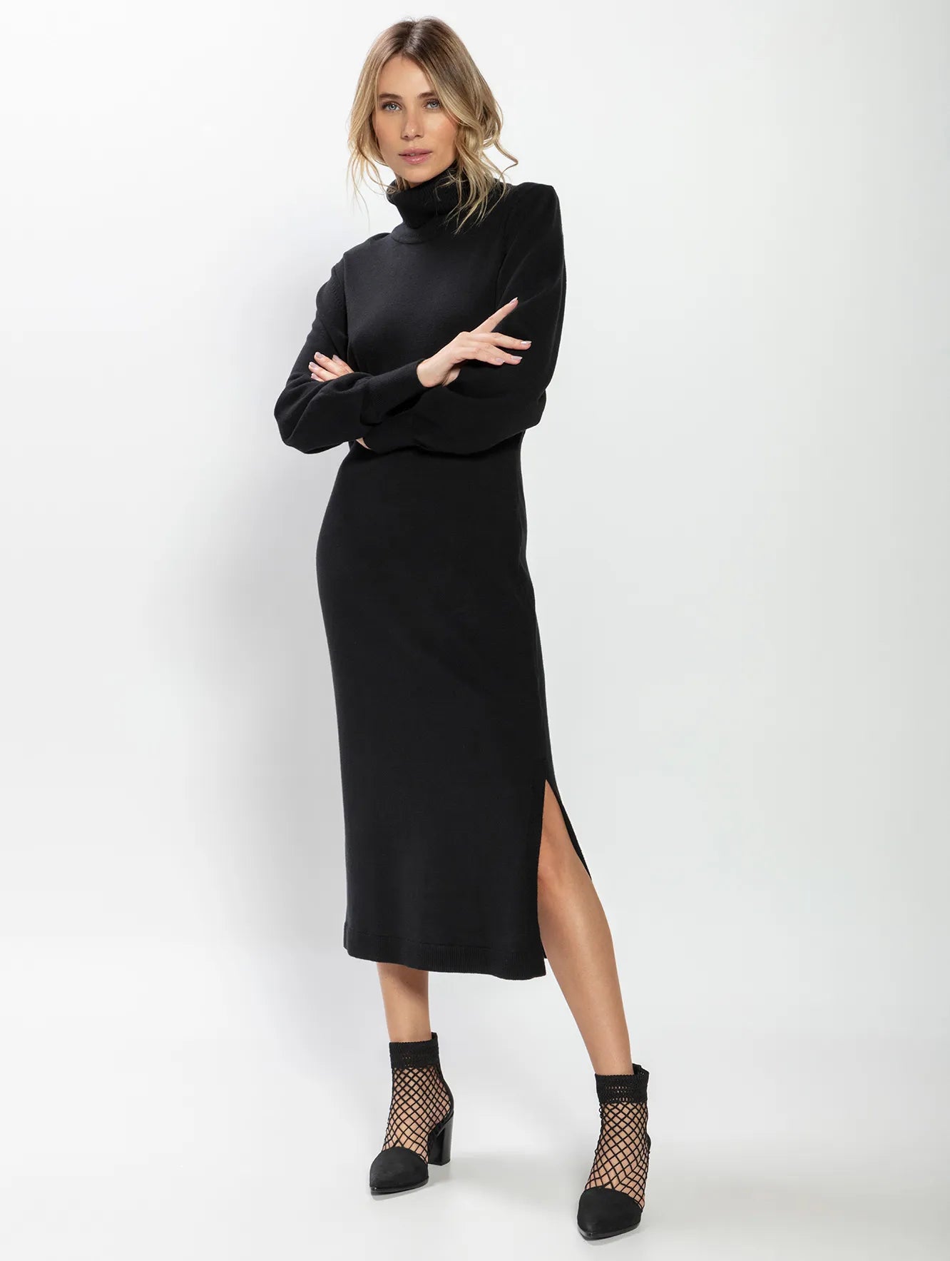 VESTIDO BIAMAR MIDI DE GOLA ALTA