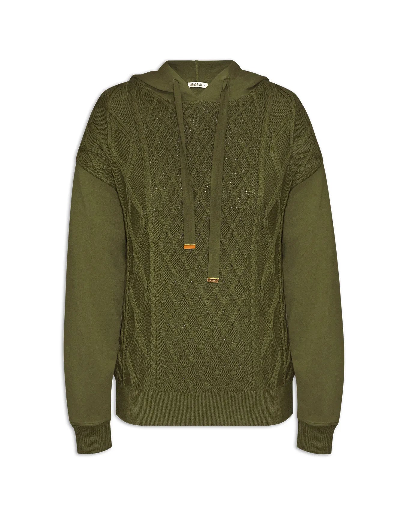 BLUSA BIAMAR DE ALGODÃO COM CAPUZ E MANGAS DE MOLETOM
