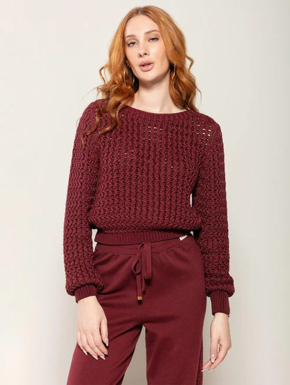 Blusa tricô ponto vazado Biamar
