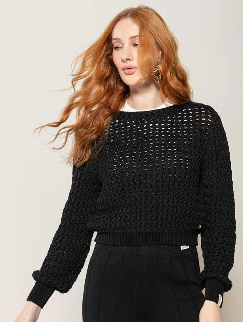 Blusa tricô ponto vazado Biamar