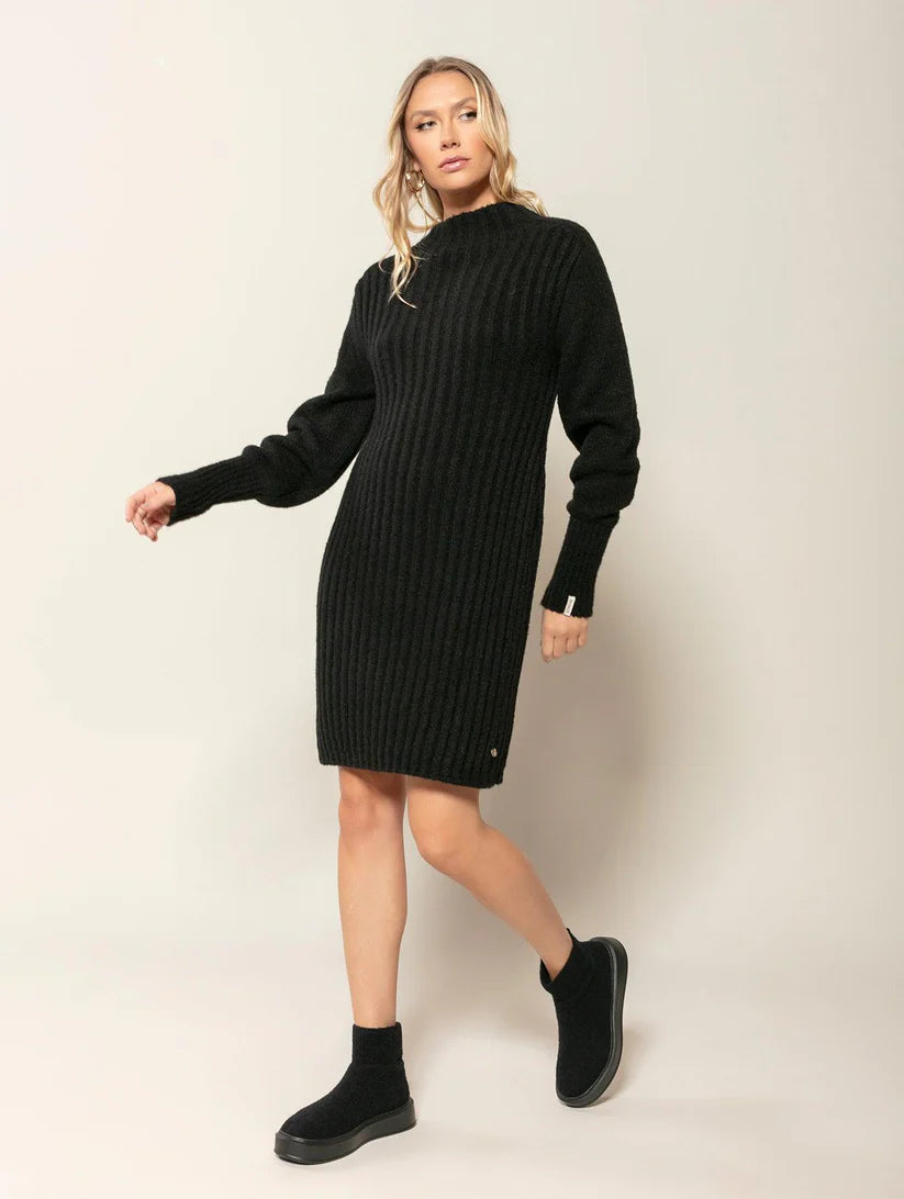 VESTIDO CANELADO COM MANGAS BUFANTES DE CAVA CELA BIAMAR