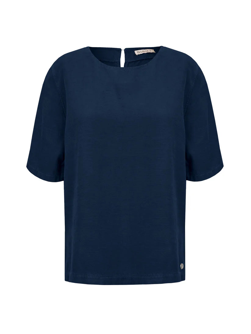 BLUSA DE GOLA REDONDA COM FENDAS E MANGAS CURTA BIAMAR