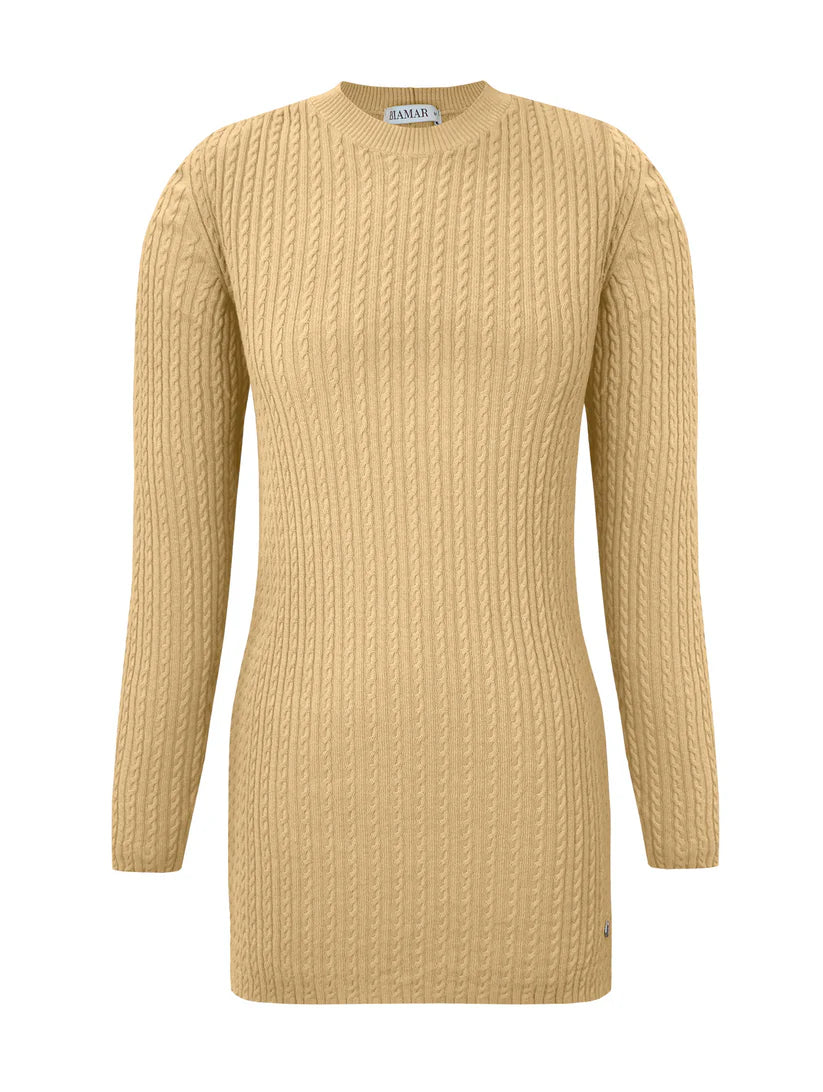 BLUSA ALONGADA EM ALGODÃO COM TECIMENTO EM TRANÇAS, GOLA REDONDA E MANGAS DE CAVA POSTA BIAMAR
