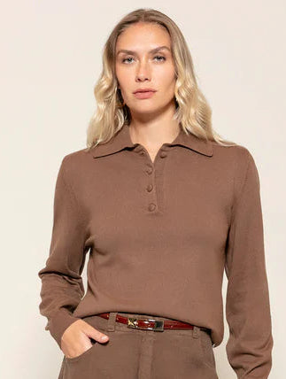 Blusa em algodão com botões forrados e gola polo Biamar 12477
