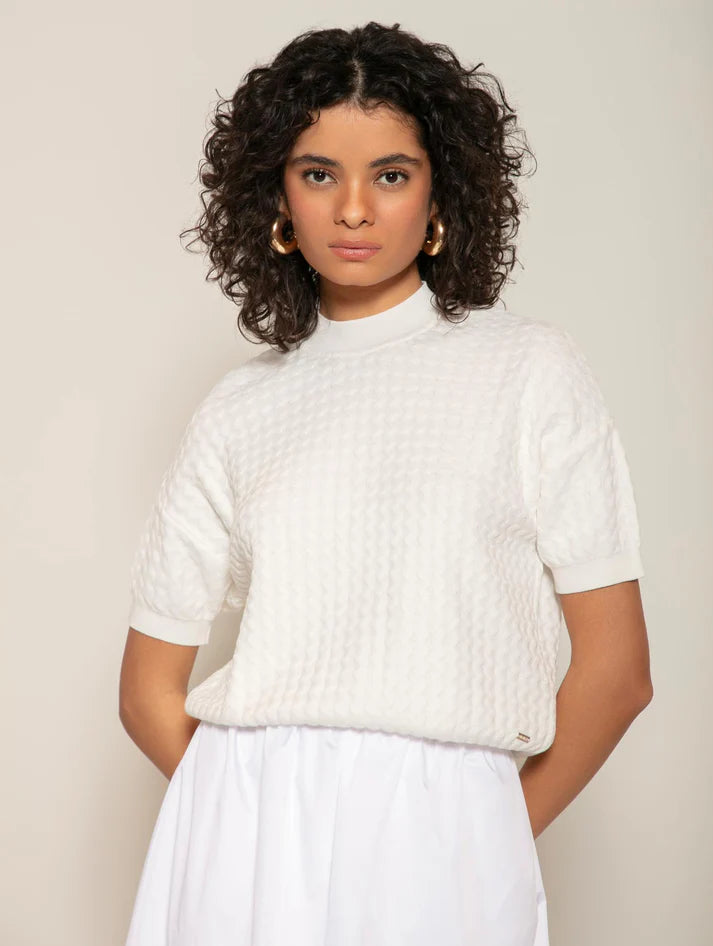 BLUSA EM ALGODÃO COM TRAMA DETALHADA BIAMAR 11980