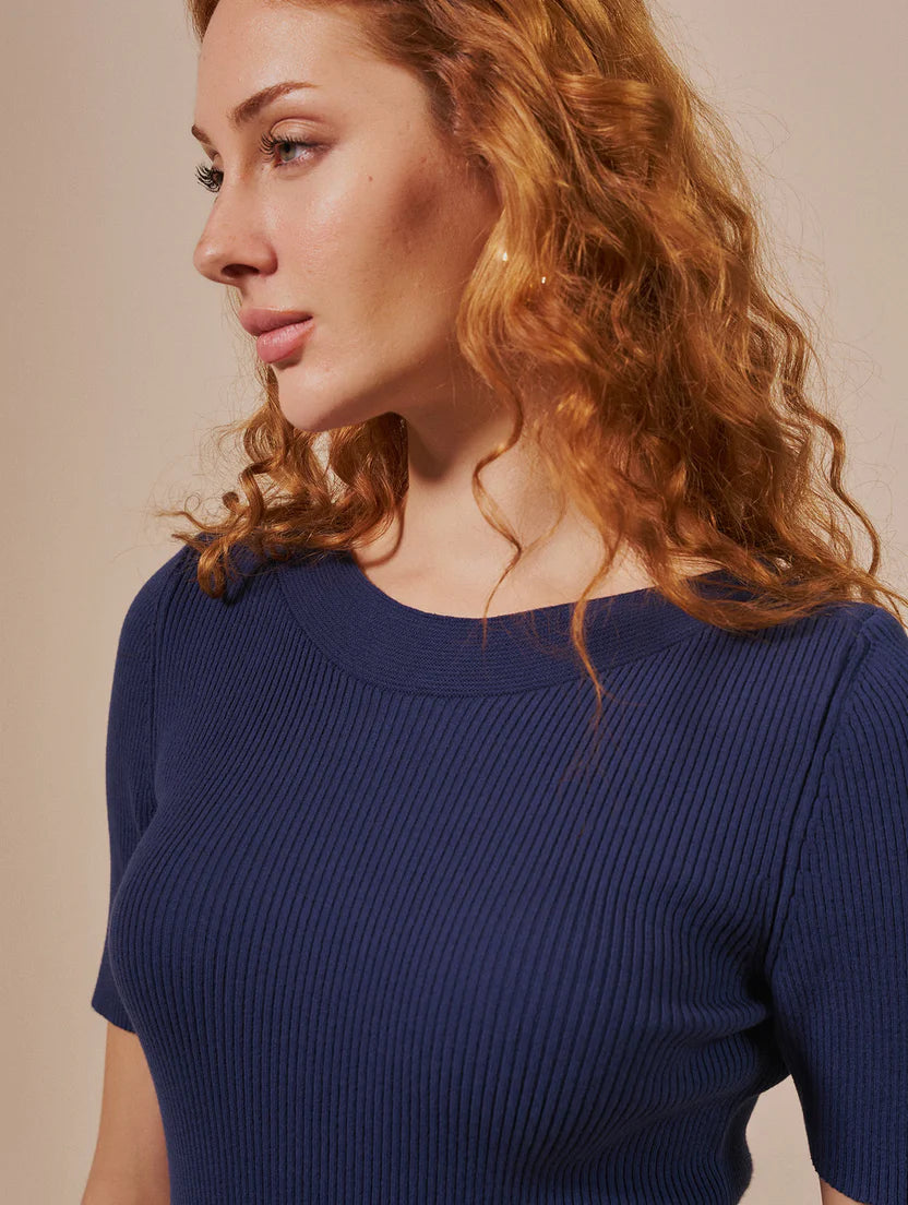 Blusa canelada com decote canoa Biamar 12501