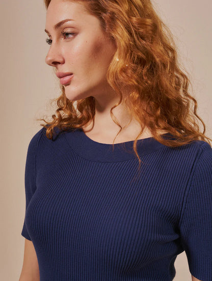 Blusa canelada com decote canoa Biamar 12501
