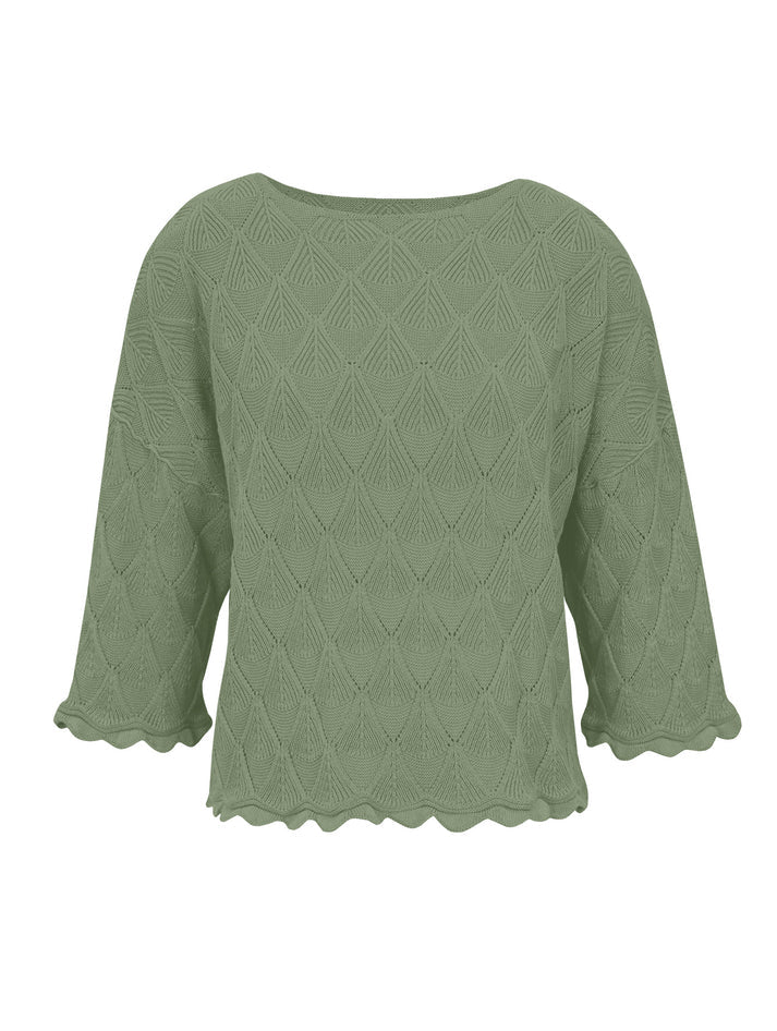 BLUSA EM ALGODÃO COM TRAMA DETALHADA E BARRA ONDULADA BIAMAR 11981
