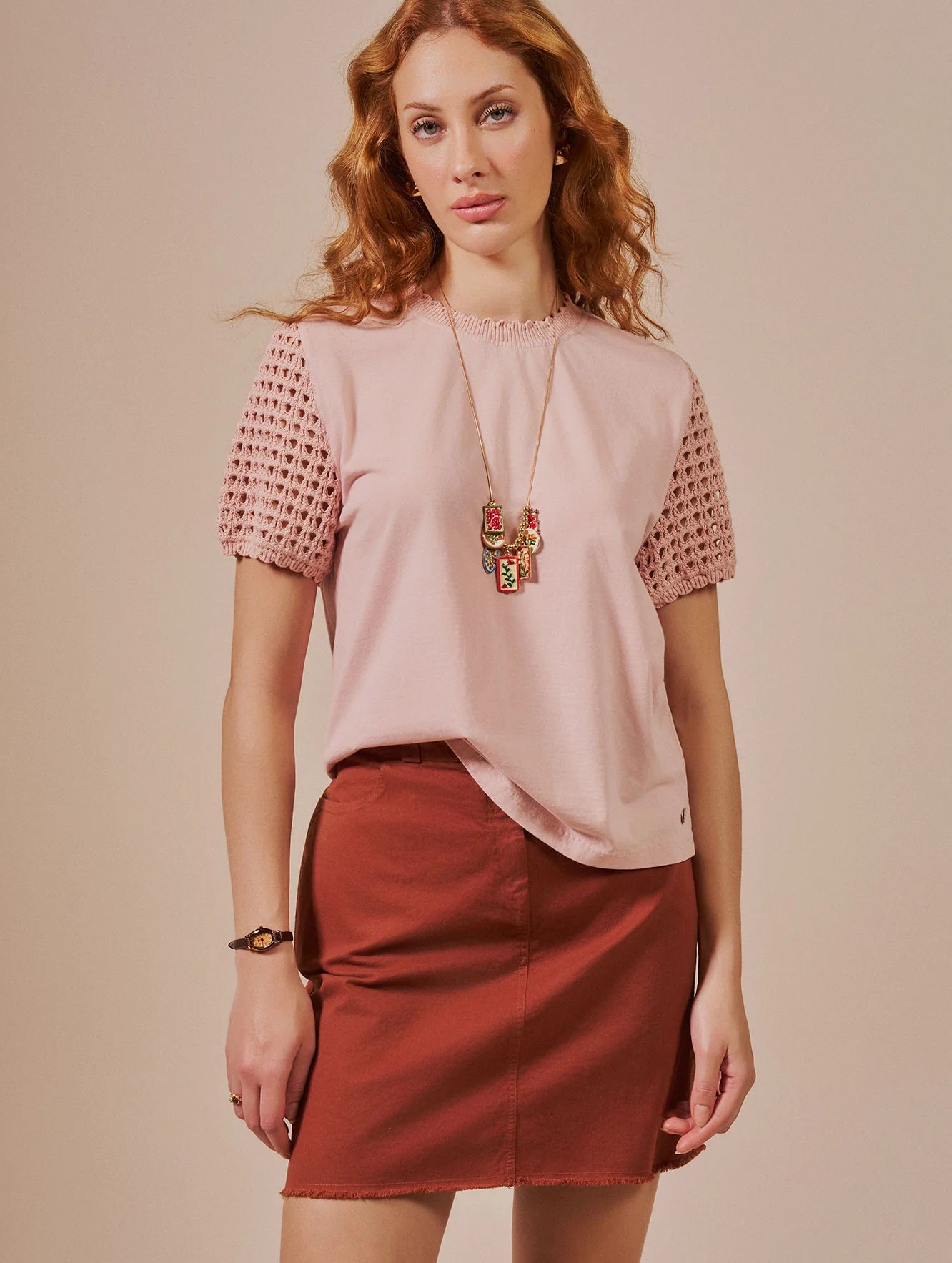 Blusa com detalhe em tricô Biamar 12307