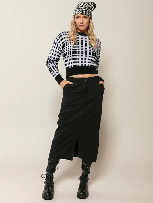 Saia midi com fenda e bolso Biamar