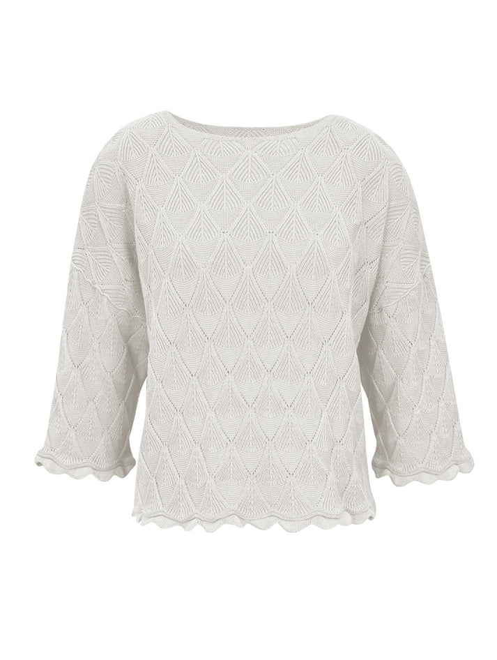 BLUSA EM ALGODÃO COM TRAMA DETALHADA E BARRA ONDULADA BIAMAR 11981