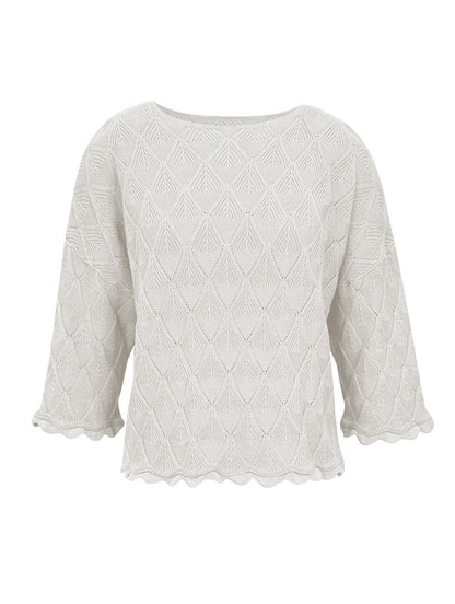 BLUSA EM ALGODÃO COM TRAMA DETALHADA E BARRA ONDULADA BIAMAR 11981
