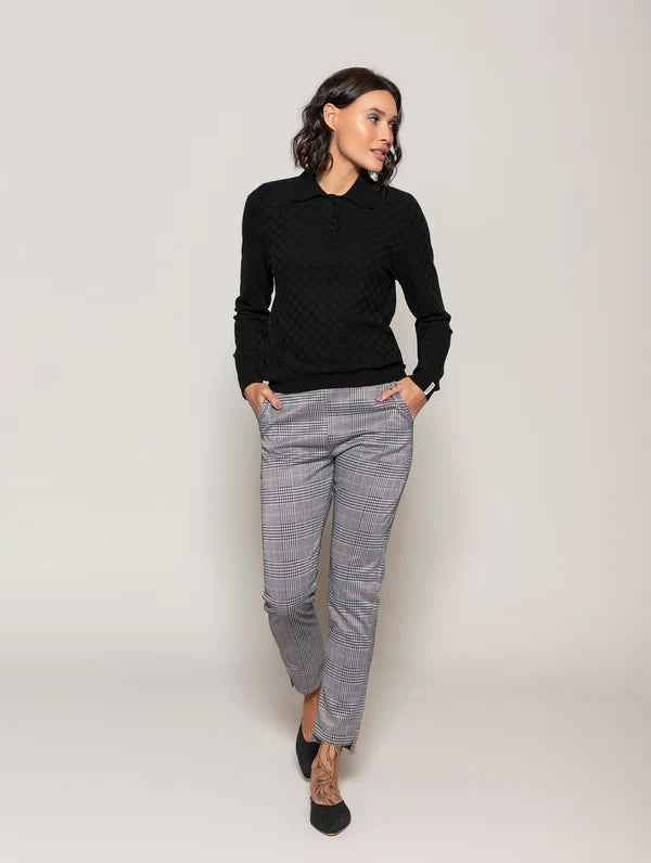 BLUSA QUADRICULADA DE GOLA E BOTÕES BIAMAR (TAMANHO ÚNICO)