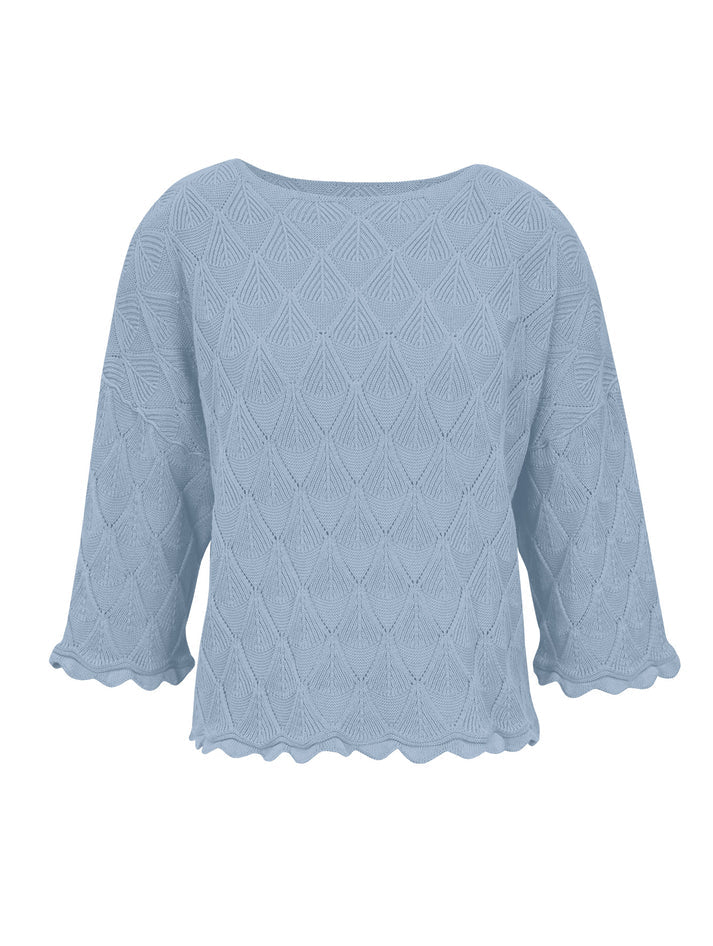 BLUSA EM ALGODÃO COM TRAMA DETALHADA E BARRA ONDULADA BIAMAR 11981