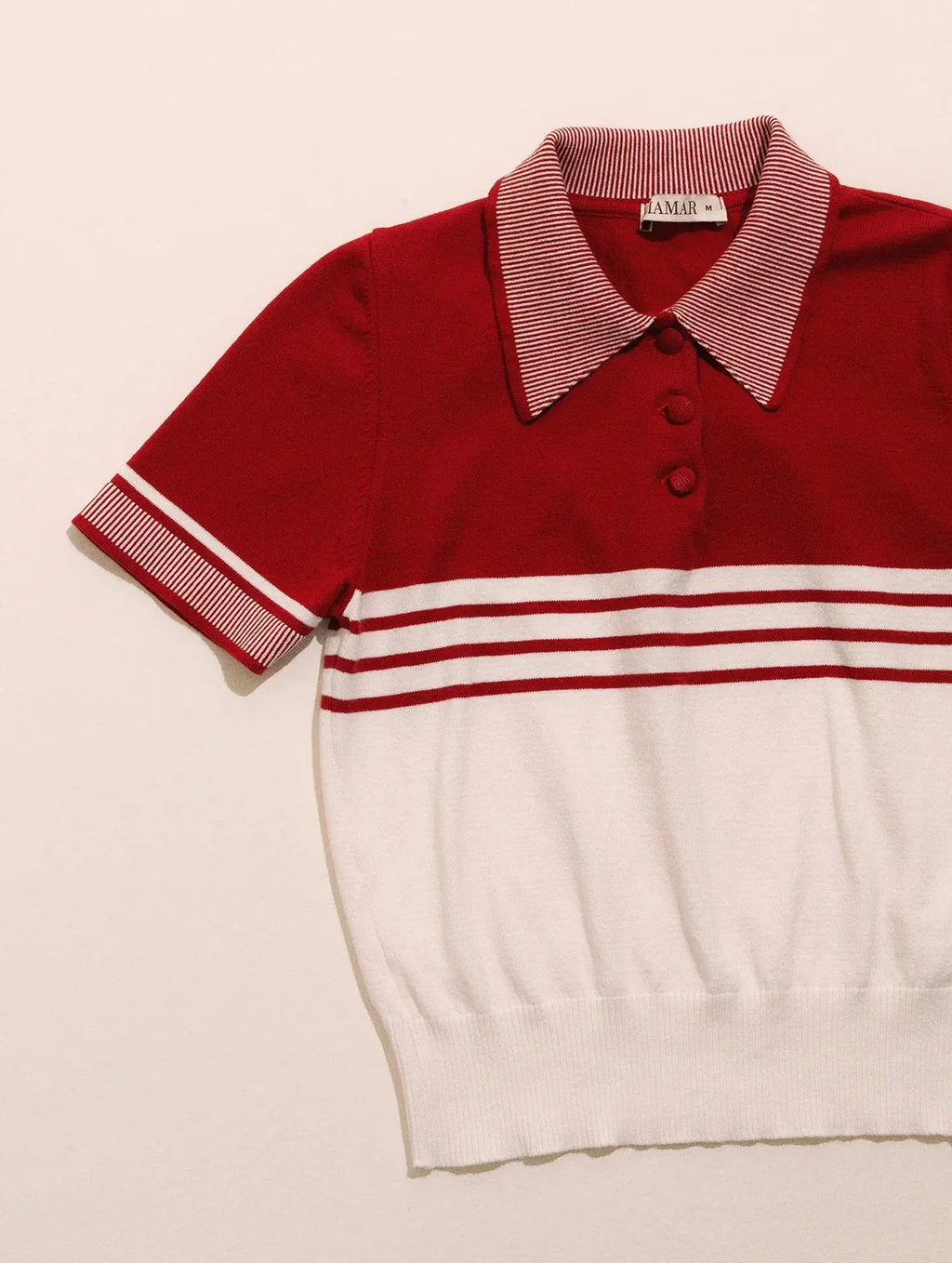 BLUSA MANGA CURTA DE GOLA POLO COM PADRONAGEM EM LISTRAS BIAMAR 11985