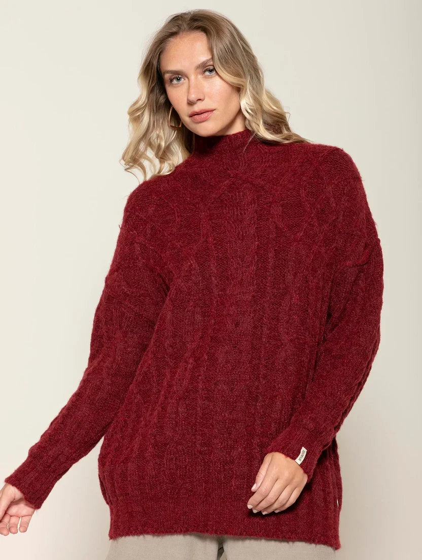 Blusa alongada com tecimento em tranças Biamar 12455