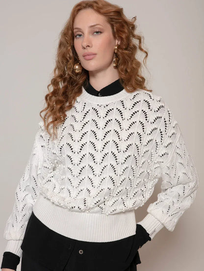 Blusa em algodão com ponto vazado Biamar 12186