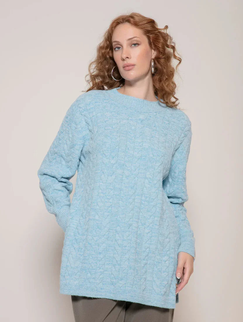 Blusa Biamar em Fio Pluma - alongada com fenda nas laterais.