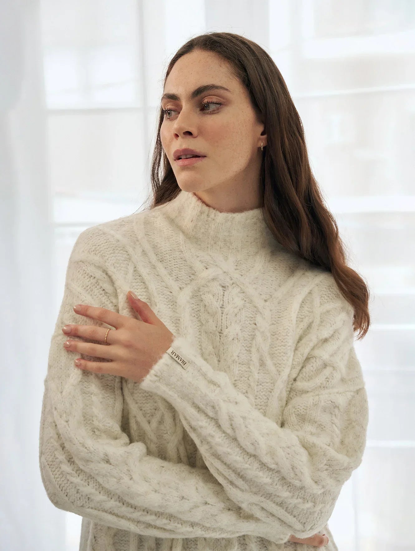 Blusa alongada com tecimento em tranças Biamar 12455