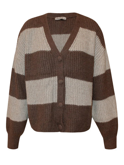 Casaco com padronagem em listras e botões forrados Biamar 12527