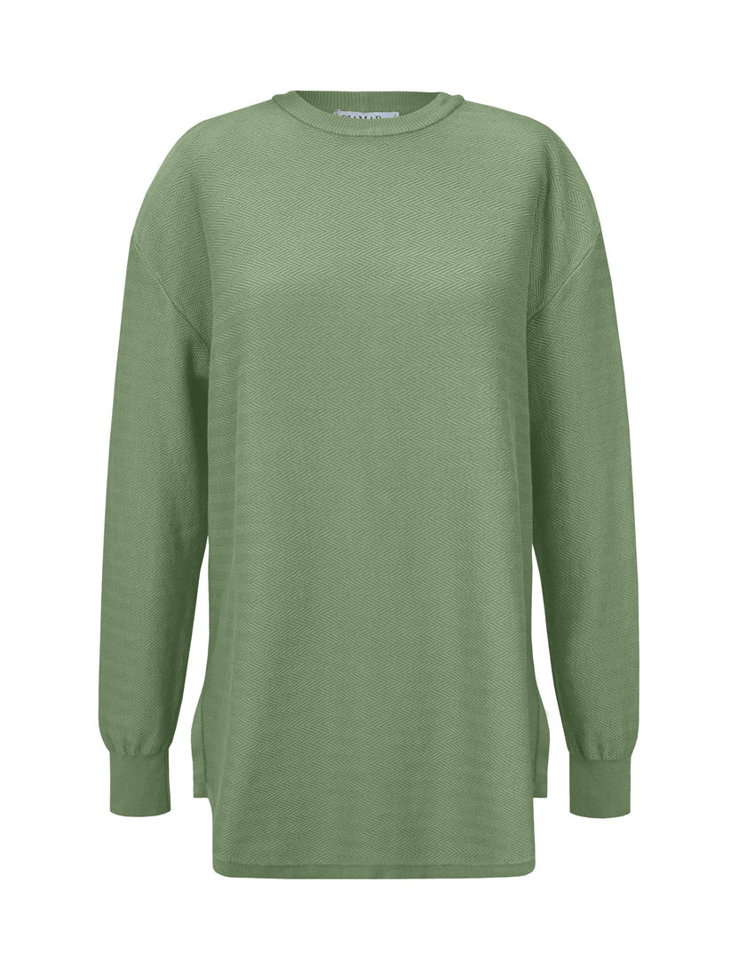 BLUSA ALONGADA EM ALGODÃO COM GOLA REDONDA, FENDAS E MANGAS DE CAVA POSTA BIAMAR