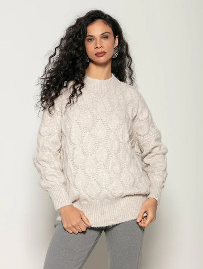 Blusa alongada com decote redondo Biamar 12402