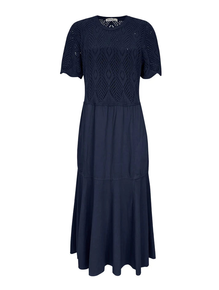 VESTIDO MIDI EVASÊ COM TRAMA VAZADA E BOLSOS BIAMAR 11973