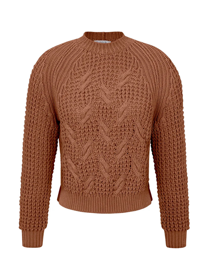 BLUSA DE ALGODÃO COM TECIMENTO DE FOLHAS E MANGAS DE CAVA RAGLAN BIAMAR 11928