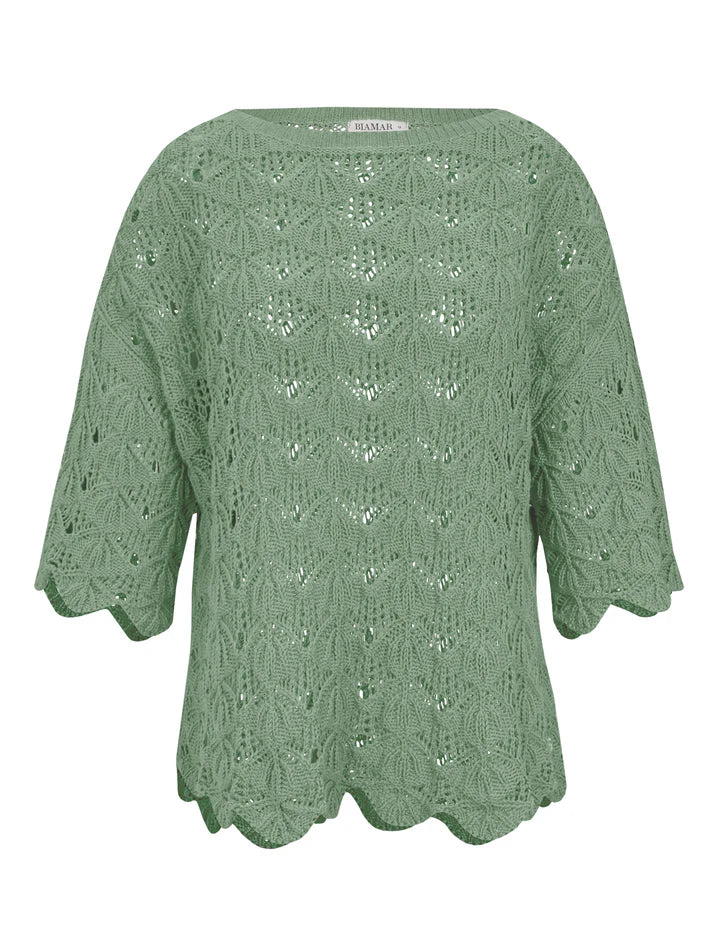 BLUSA EM ALGODÃO COM TRAMA VAZADA E DECOTE CANOA BIAMAR 11972