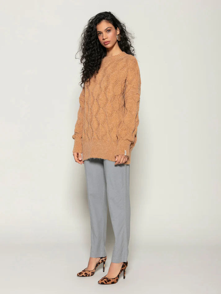 Blusa alongada com decote redondo Biamar 12402