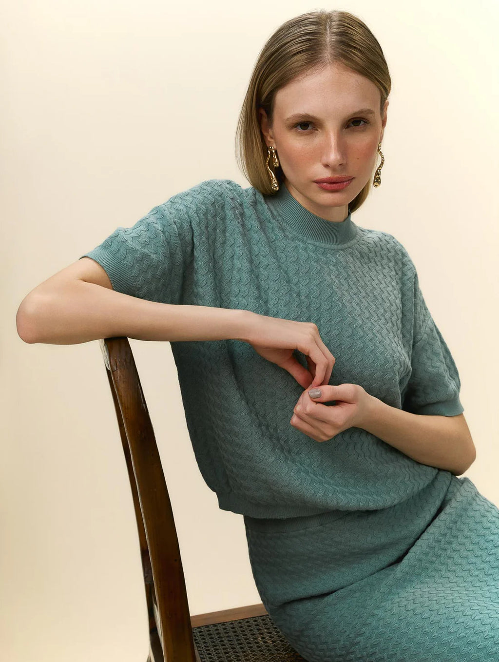BLUSA EM ALGODÃO COM TRAMA DETALHADA BIAMAR 11980