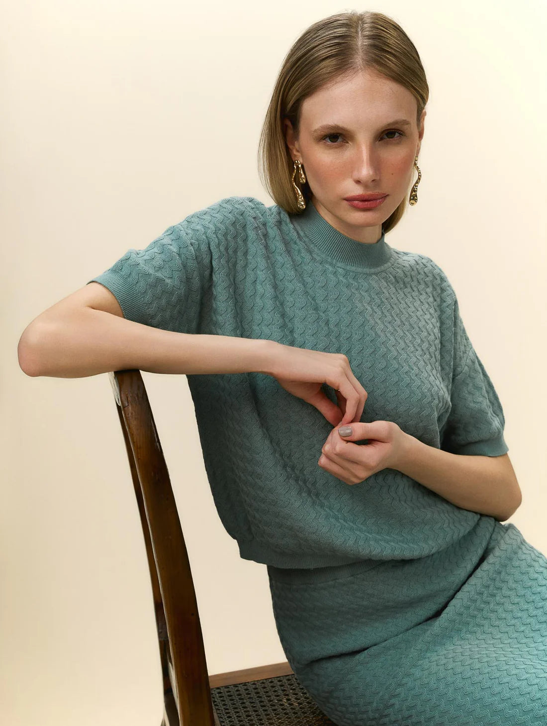 BLUSA EM ALGODÃO COM TRAMA DETALHADA BIAMAR 11980