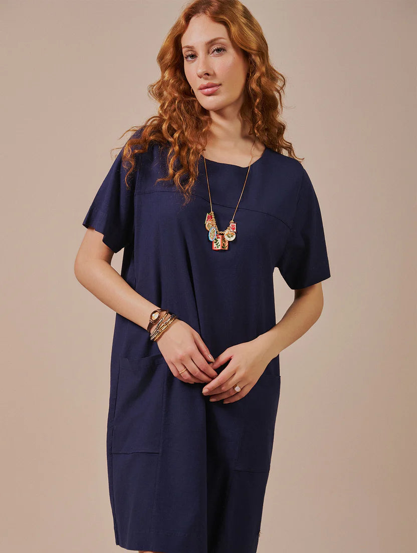 Vestido com bolsos aplicados Biamar 12270