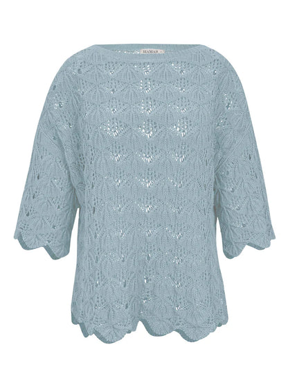 BLUSA EM ALGODÃO COM TRAMA VAZADA E DECOTE CANOA BIAMAR 11972