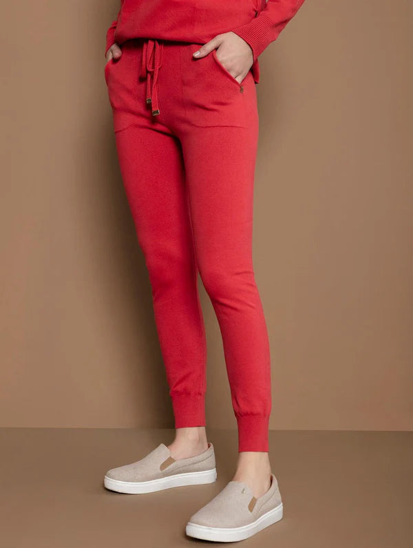 CALÇA BIAMAR DE MALHA, POSSUI PUNHO COM ACABAMENTO CANELADO