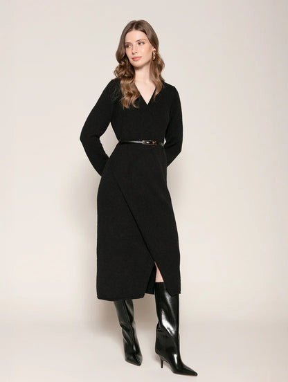 Vestido midi com detalhe de transpasse Biamar 12509
