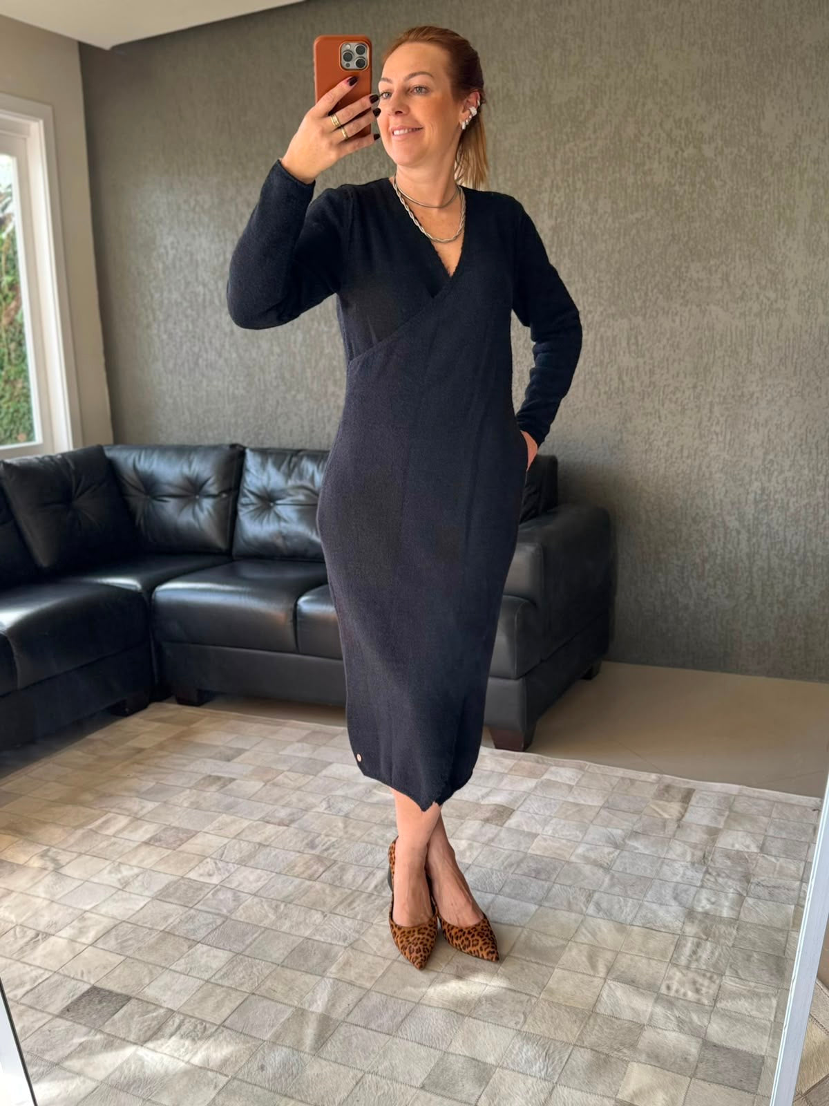 Vestido midi com detalhe de transpasse Biamar 12509