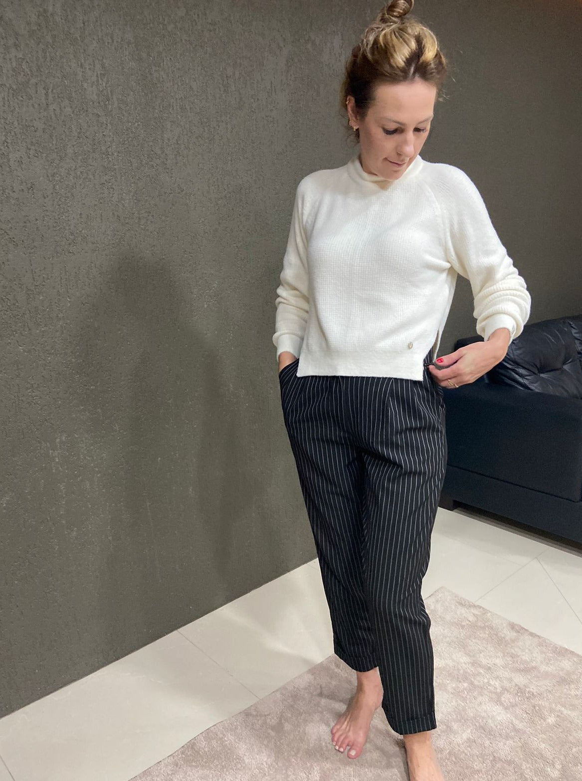 BLUSA BIAMAR FIO PLUMA GOLA REDONDA