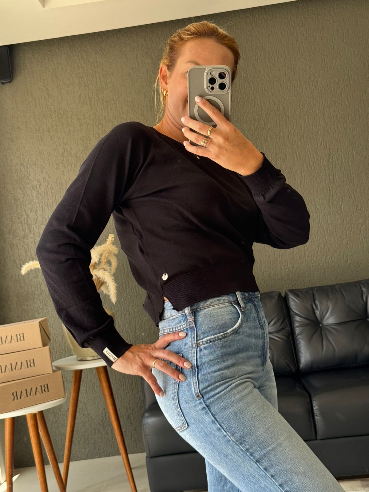 Blusa de costura e mangas de cava raglã Biamar
