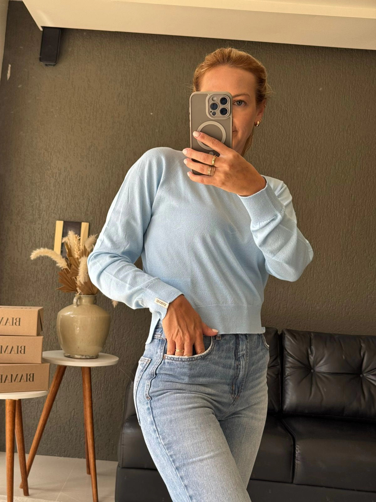 Blusa de costura e mangas de cava raglã Biamar