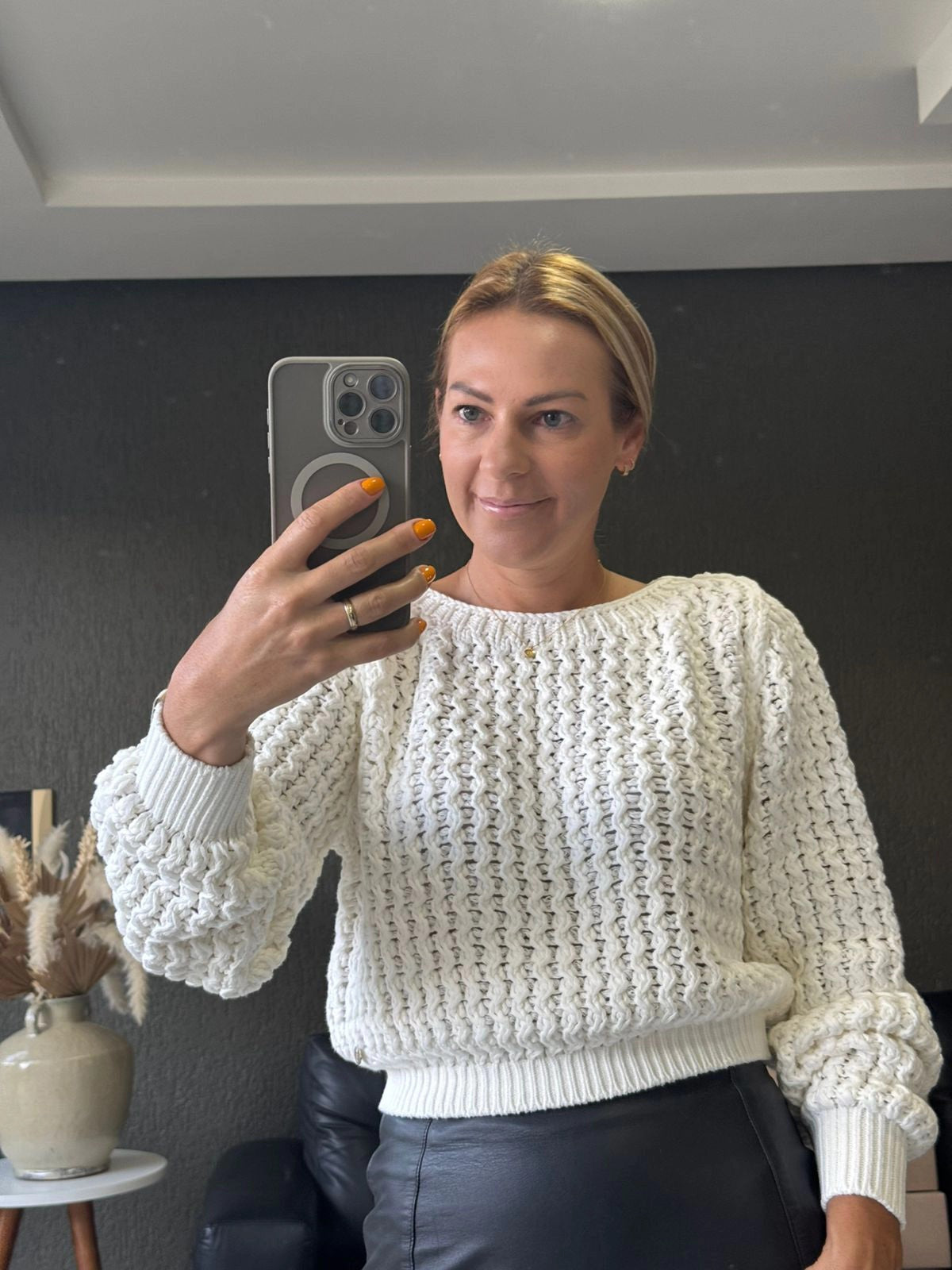 Blusa tricô ponto vazado Biamar