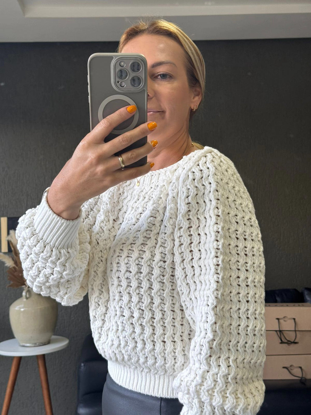 Blusa tricô ponto vazado Biamar