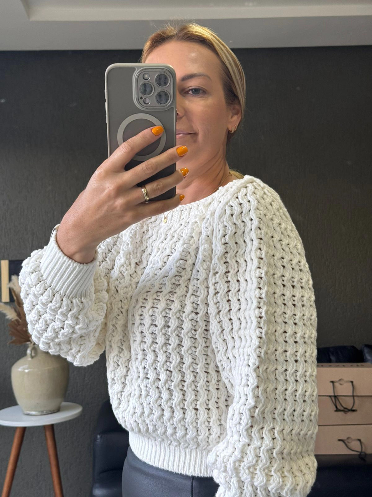 Blusa tricô ponto vazado Biamar